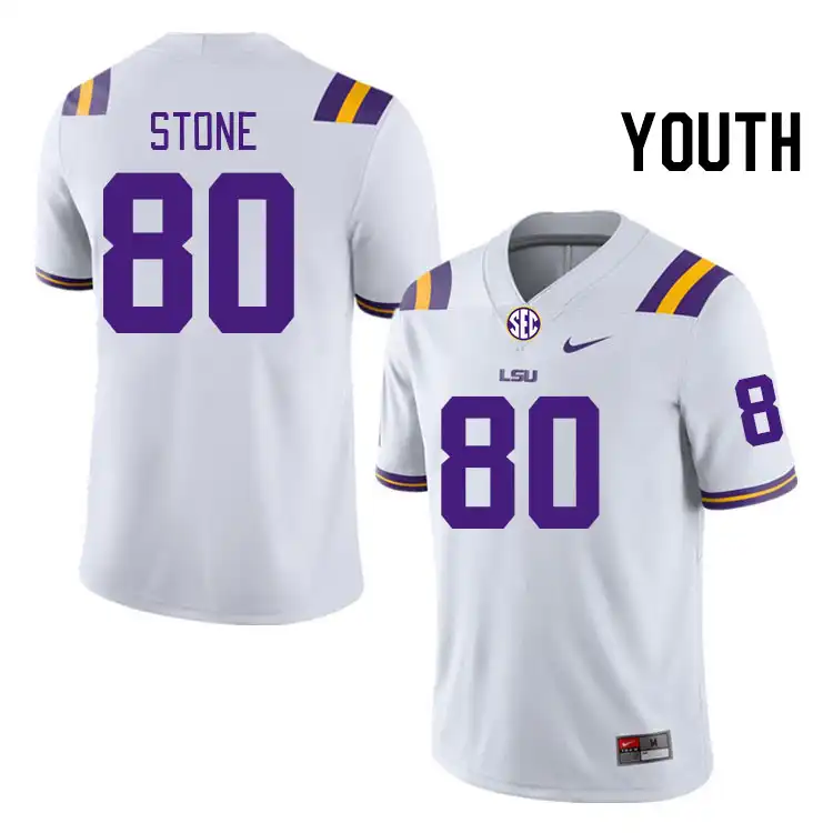 Youth LSU Tigers Isaiah Stone #80 White NCAA Football Jersey